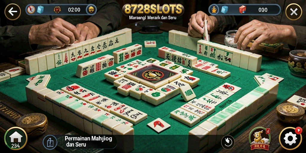 Screenshot gameplay Mahjong 8728SLOTS yang menampilkan tantangan seru.