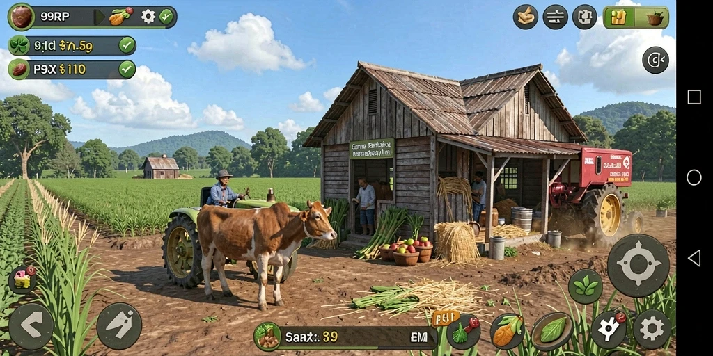 Tangkapan layar menampilkan gameplay seru dalam bertani.