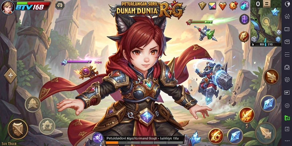 Tangkapan layar menunjukkan aksi mendebarkan dalam BTV168 RPG.