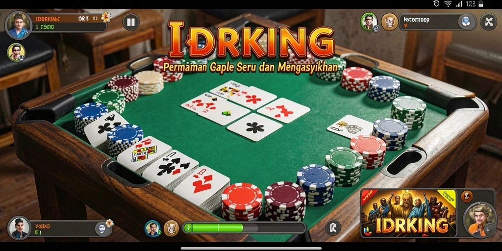 Tampilan gameplay menarik dari IDRKING dalam permainan Gaple.