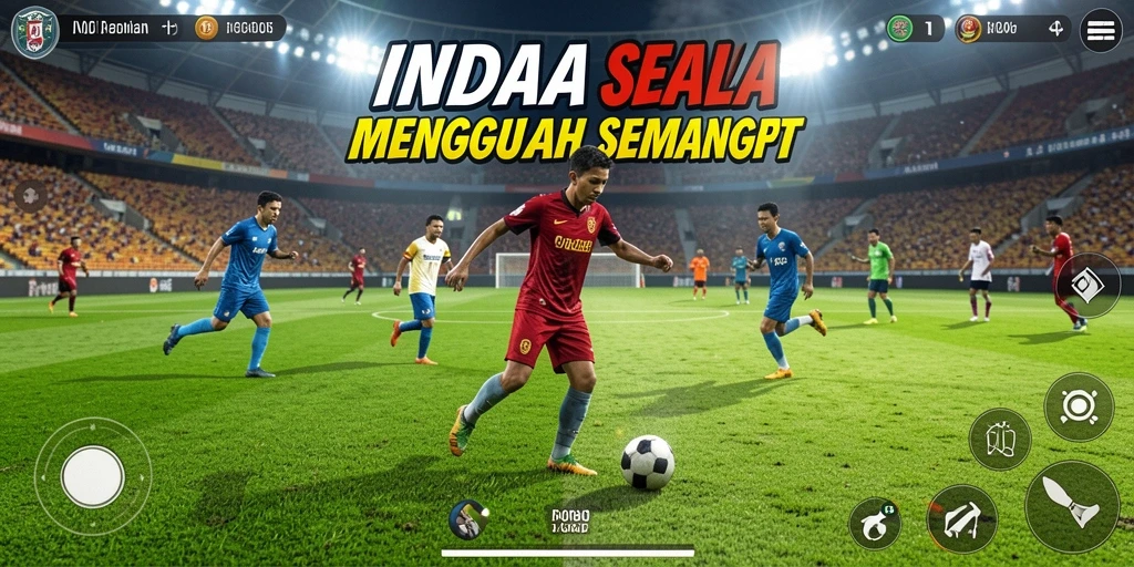 Screenshot <strong>INDAAA</strong> menampilkan aksi seru di lapangan sepak bola.