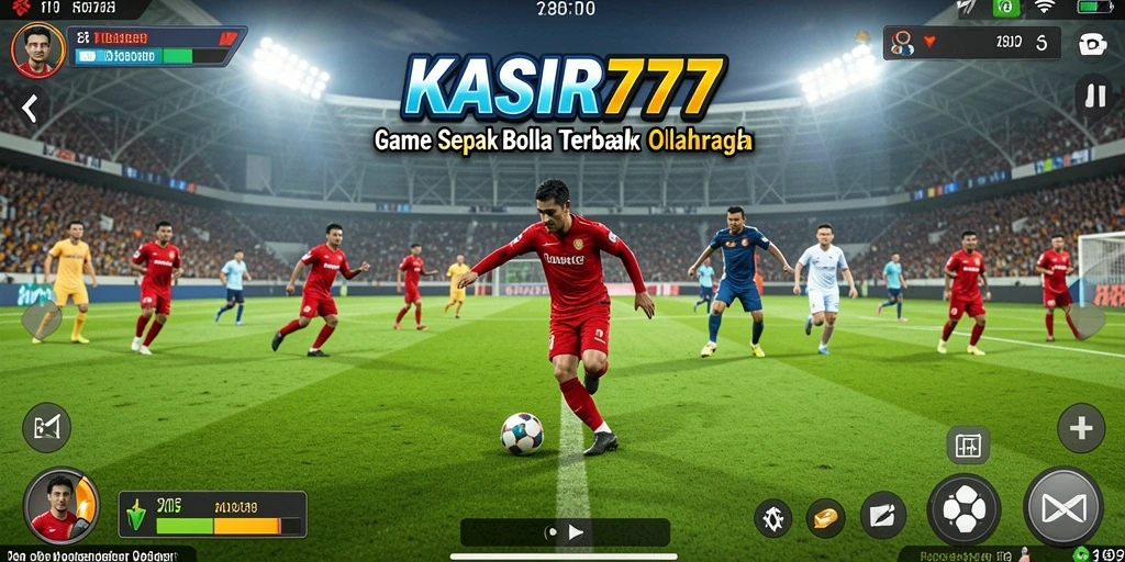 Screenshot gameplay KASIR777 menampilkan aksi seru di lapangan sepak bola.