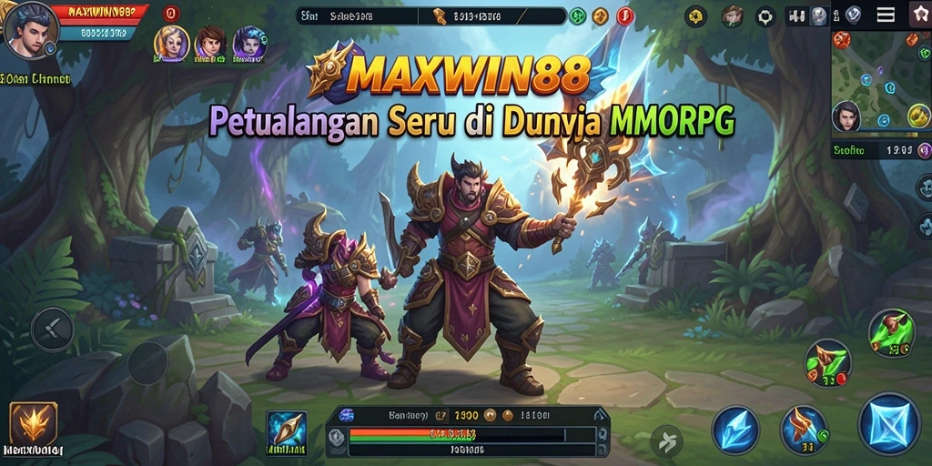 Tangkapan layar gameplay <strong>MAXWIN88</strong> menunjukkan dunia MMORPG yang luas dan grafis menakjubkan.