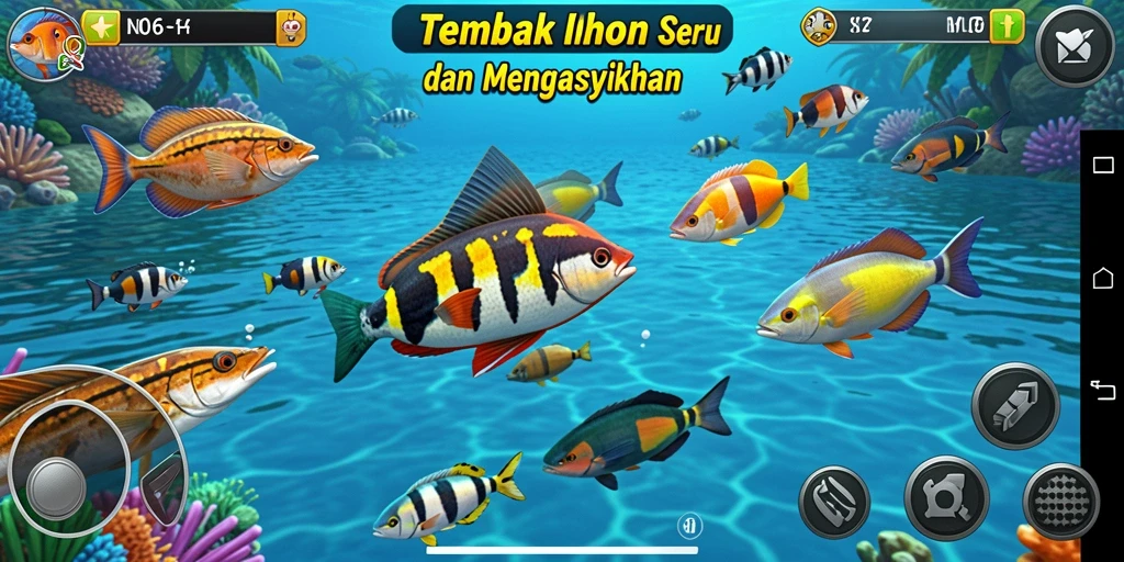 Tampilan gameplay seru dari N06 saat menangkap ikan.