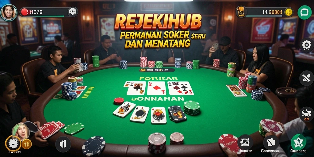 Tampilan gameplay seru dari REJEKIHUB di meja Poker.