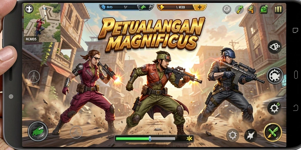 Screenshot gameplay RK88 menampilkan aksi seru dan karakter yang beragam.