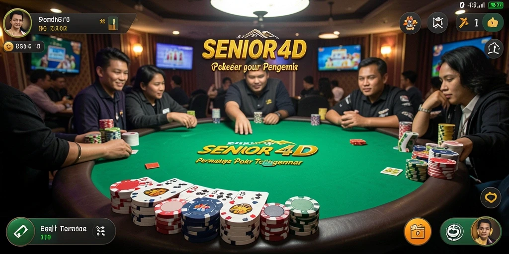 Screenshot SENIOR4D menampilkan antarmuka permainan poker yang menarik.