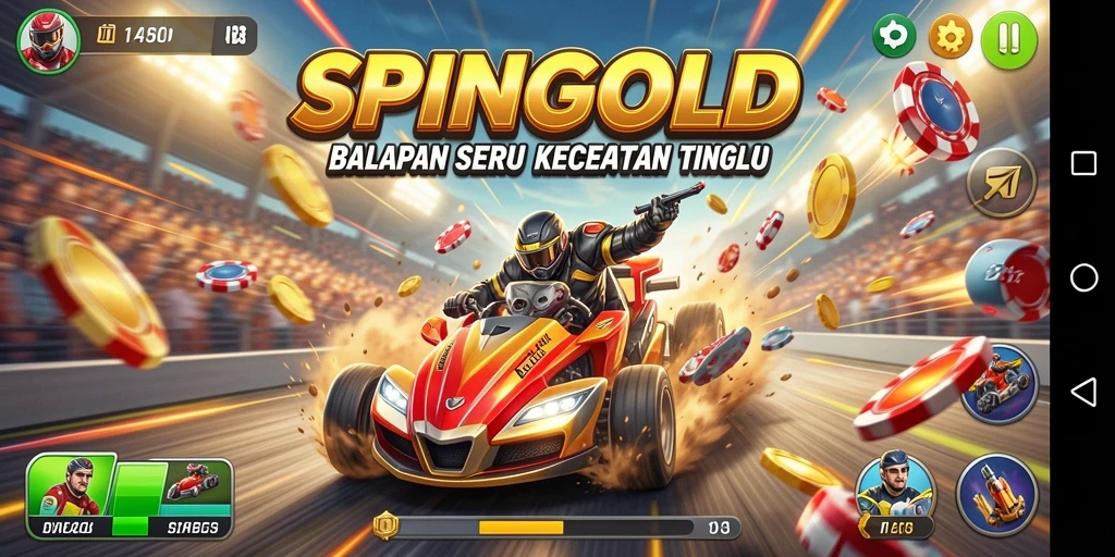 Tampilan menarik dari gameplay Racing di SPINGOLD dengan aksi balapan yang intens.
