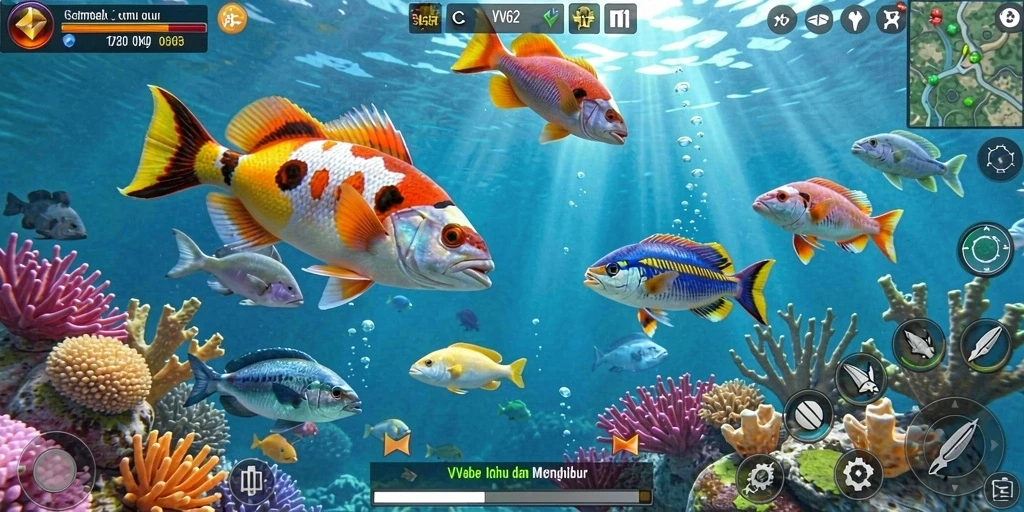 Tampilan gameplay seru dalam game Tembak Ikan VV62.
