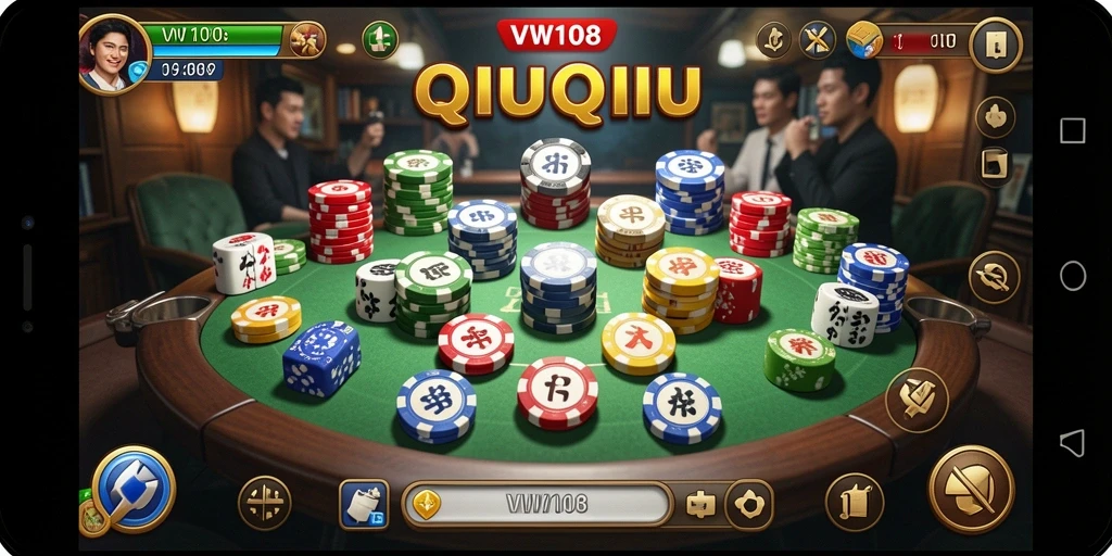 Screenshot gameplay VW108 menampilkan keseruan bermain QiuQiu.