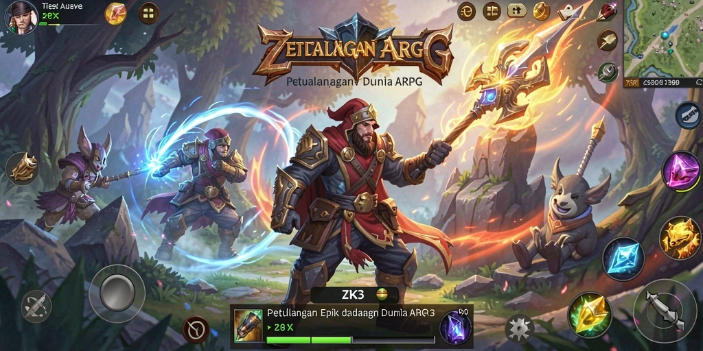 Screenshot gameplay ZK3 menampilkan pertarungan seru dan grafis memukau.